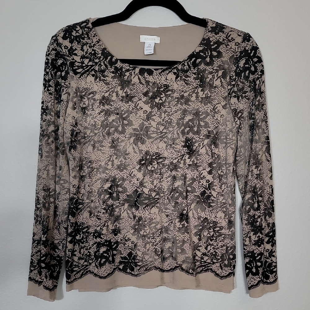 Y2K Chicos Women Floral Burnout Top Size M Whimsigoth Mesh Dark Romantic Velvet